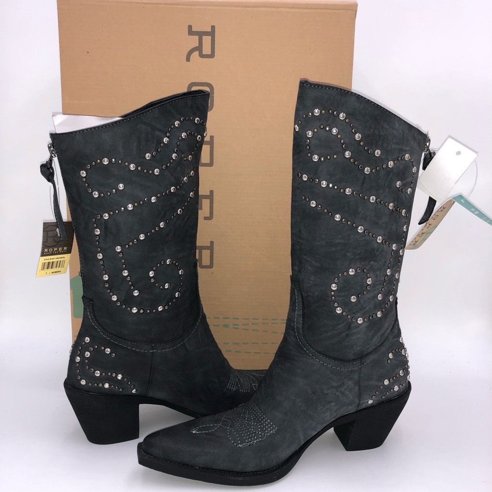 Roper Brand Faux Leather Fashion Studded Boot New!